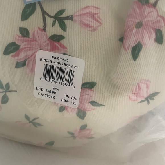 Draper James Paige Pink Floral Canvas Tote with Wooden Handles NWT - Picture 6 of 7